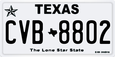 TX license plate CVB8802