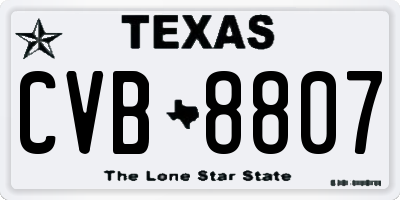 TX license plate CVB8807