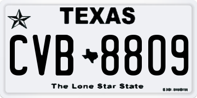 TX license plate CVB8809