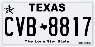 TX license plate CVB8817
