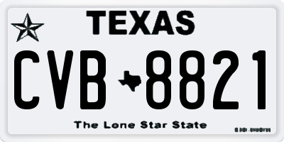 TX license plate CVB8821