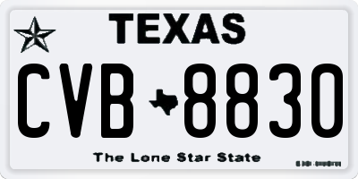 TX license plate CVB8830
