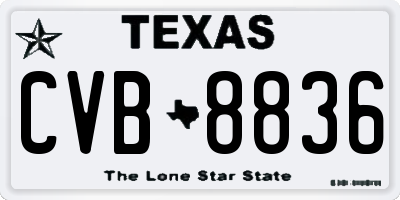 TX license plate CVB8836