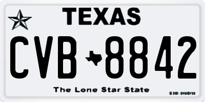 TX license plate CVB8842