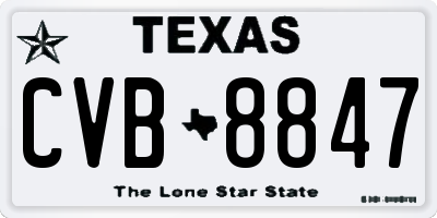 TX license plate CVB8847