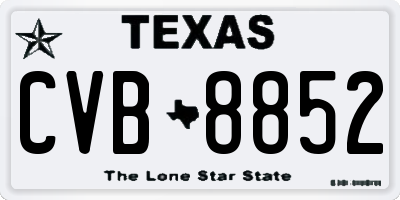 TX license plate CVB8852
