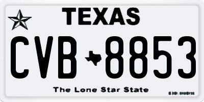 TX license plate CVB8853