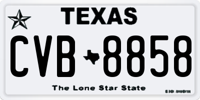 TX license plate CVB8858