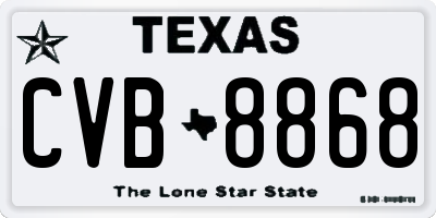 TX license plate CVB8868