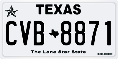 TX license plate CVB8871