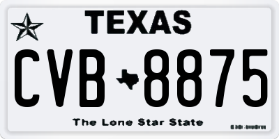 TX license plate CVB8875
