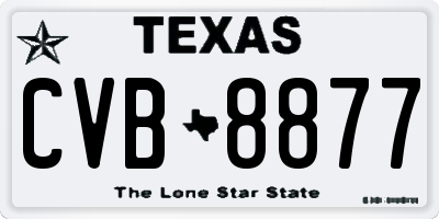 TX license plate CVB8877