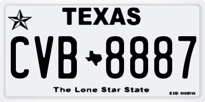 TX license plate CVB8887