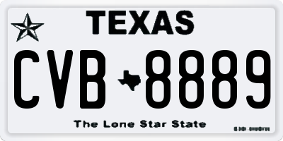 TX license plate CVB8889