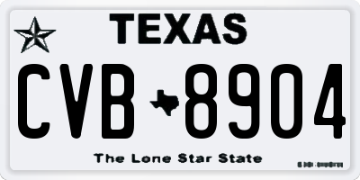 TX license plate CVB8904