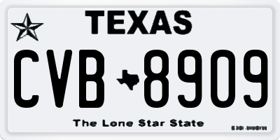 TX license plate CVB8909