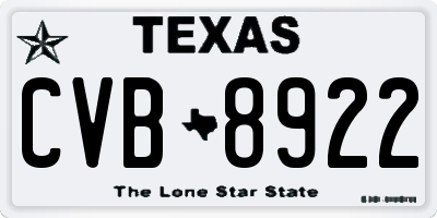 TX license plate CVB8922