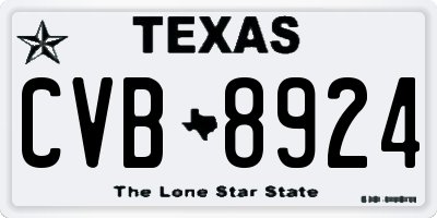 TX license plate CVB8924