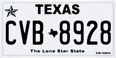 TX license plate CVB8928