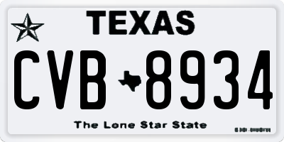 TX license plate CVB8934
