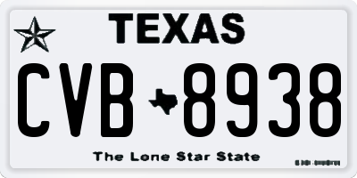 TX license plate CVB8938