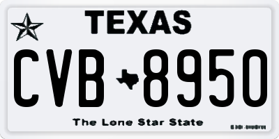 TX license plate CVB8950