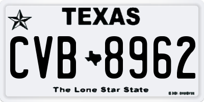 TX license plate CVB8962