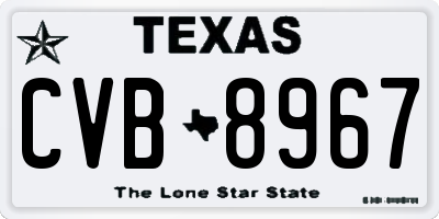 TX license plate CVB8967