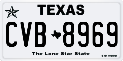 TX license plate CVB8969