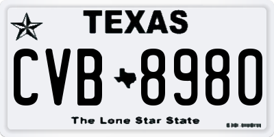 TX license plate CVB8980