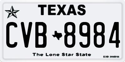 TX license plate CVB8984