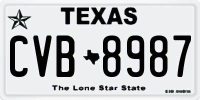 TX license plate CVB8987