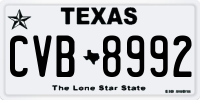 TX license plate CVB8992