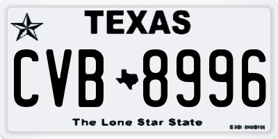 TX license plate CVB8996