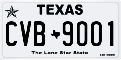 TX license plate CVB9001