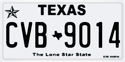 TX license plate CVB9014