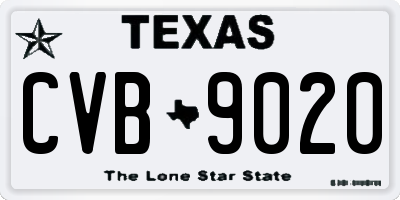 TX license plate CVB9020