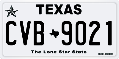 TX license plate CVB9021