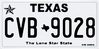 TX license plate CVB9028