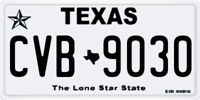 TX license plate CVB9030