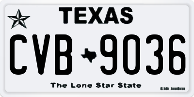 TX license plate CVB9036