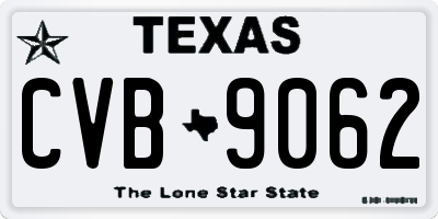 TX license plate CVB9062