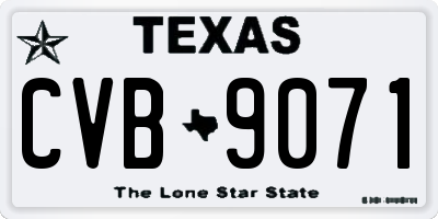 TX license plate CVB9071