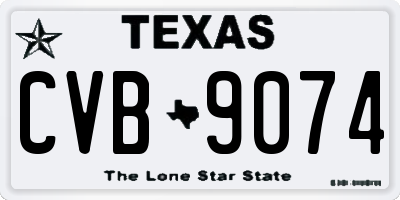 TX license plate CVB9074