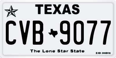 TX license plate CVB9077