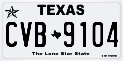 TX license plate CVB9104