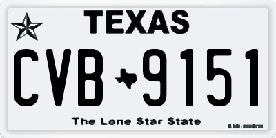 TX license plate CVB9151