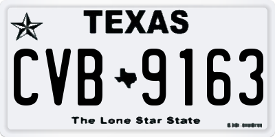 TX license plate CVB9163