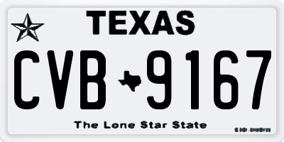 TX license plate CVB9167