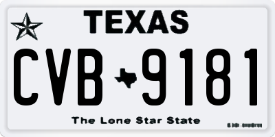 TX license plate CVB9181